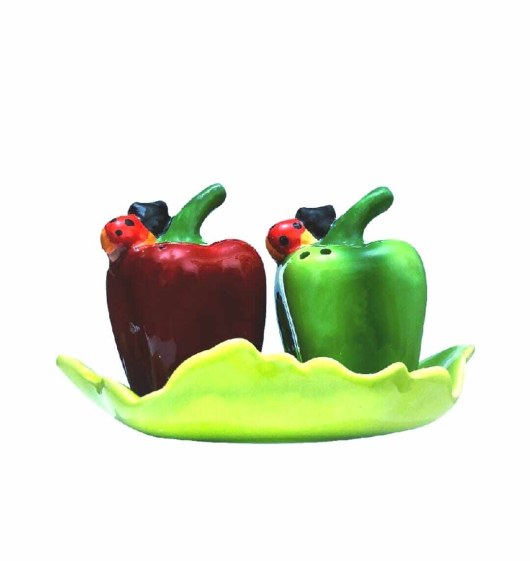 Dragon Capsicum Shape Green &Amp; Red Ceramic Salt &Amp; Pepper Shaker Set 1 Piece Salt &Amp; Pepper Set  (Ceramic)