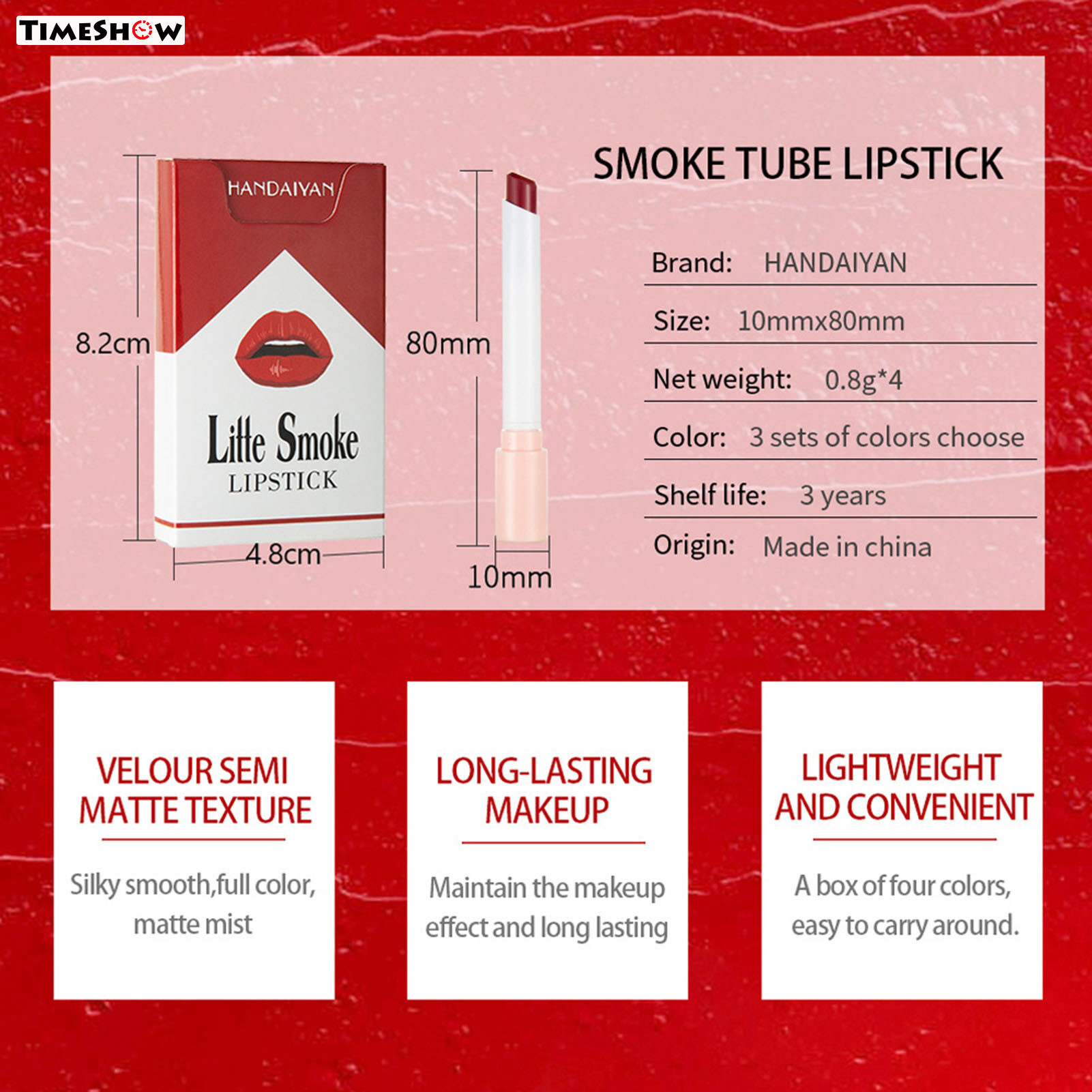 Gambar TimeShow Long Lasting Moisturizer Lipstick Set High Pigmented Lipstick with Gift Package for Warm or Cool Undertone