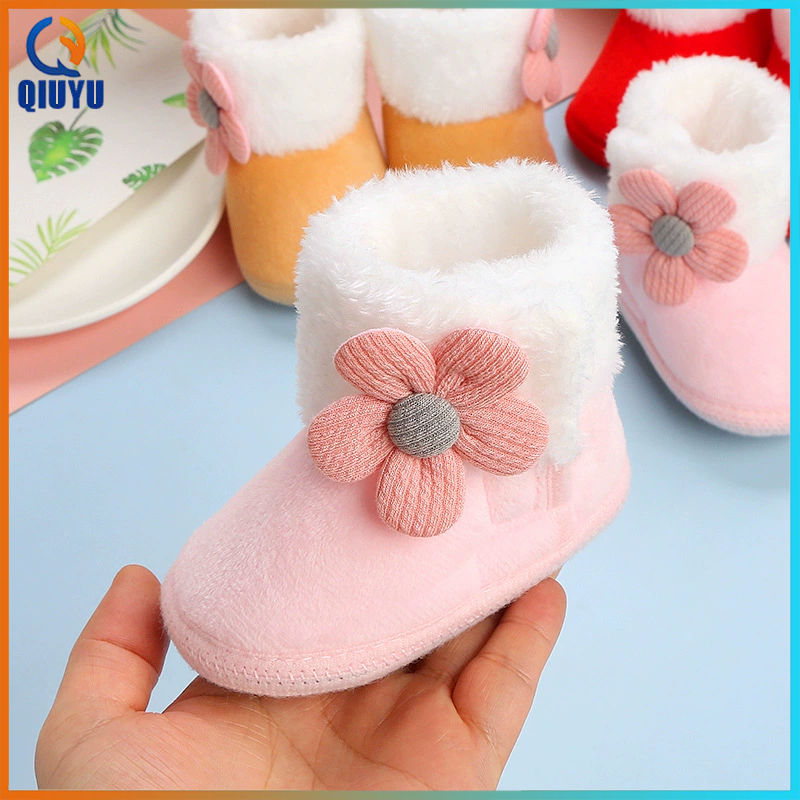 QIUYU Newborn Baby Girls Boys Soft Booties Solid Pompom Snow Boots Infant