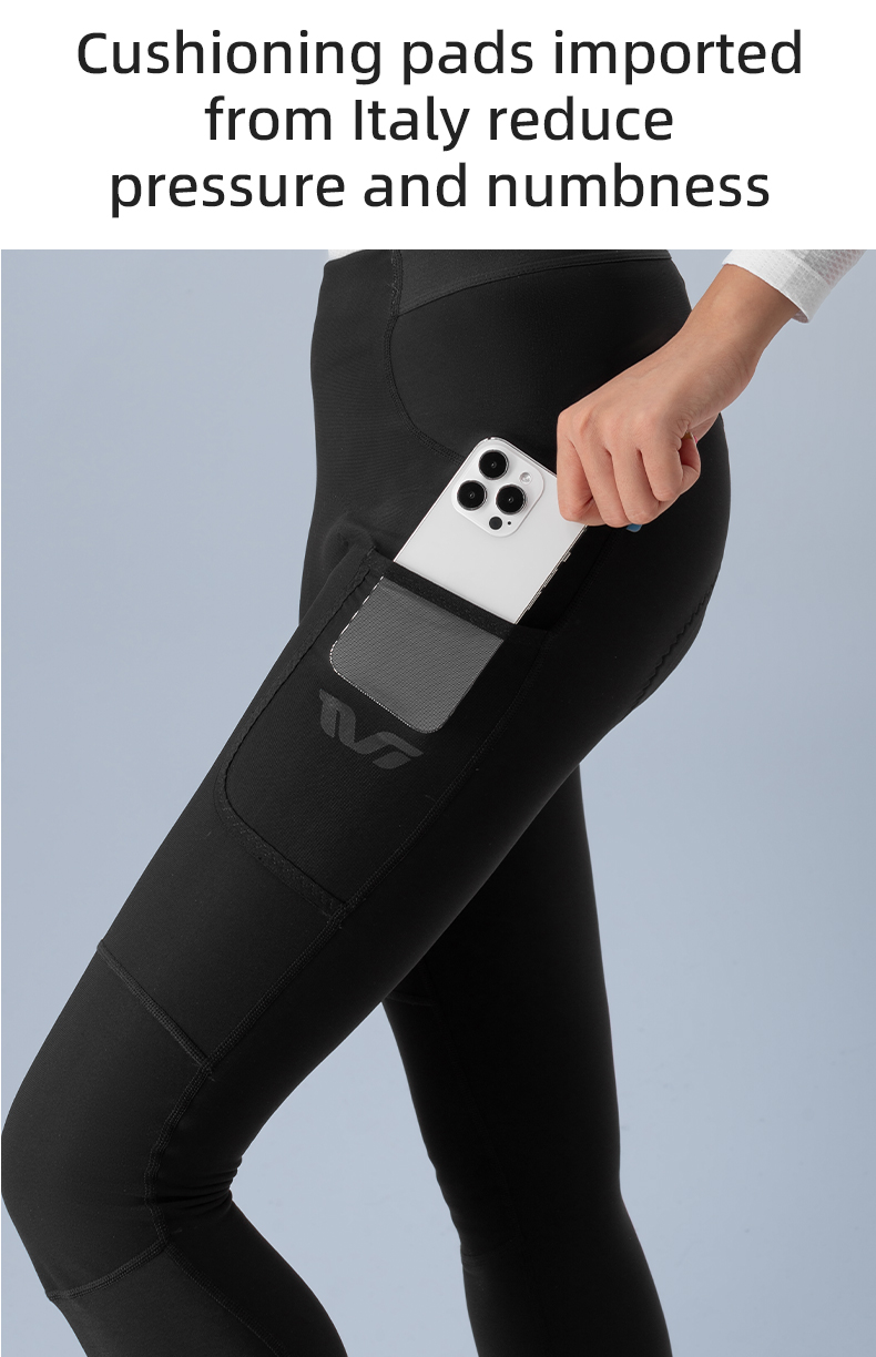 【TVI】ROCKBROS Cycling Pants Women 3D Shockproof Slim MTB Road Bike Long Pants Windproof Warm Reflective Bicycle Pants for Women