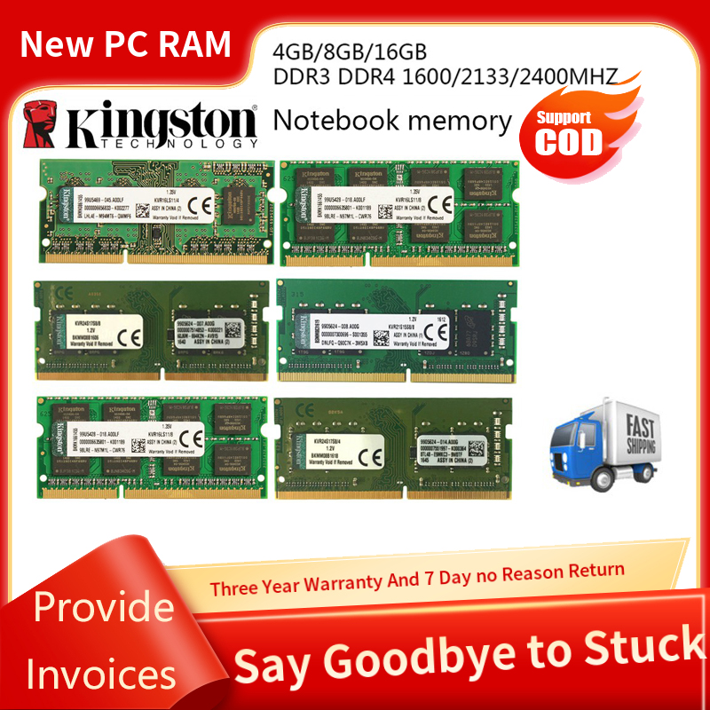 Kingston 4gb/8gb/16gb bộ nhớ máy tính xách tay ddr3 ddr4 1333/1600/2133/2400mhz pc3-10600/12800 pc4-17000/19200 sodimm ram