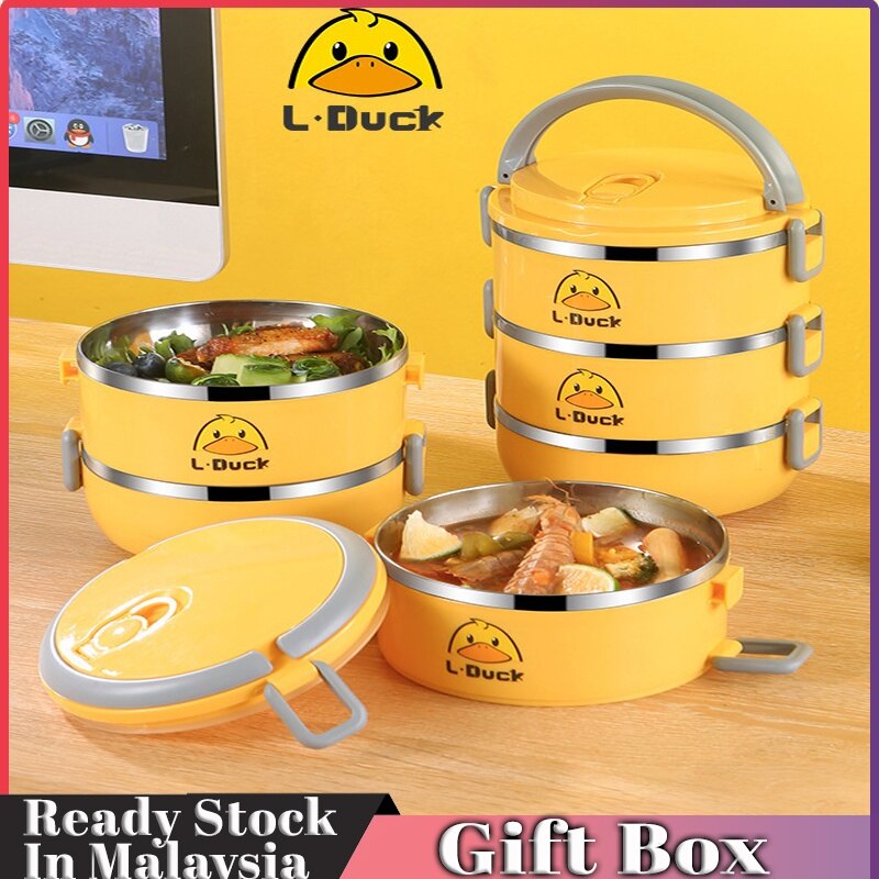 Gambar 3 Tier Food Container 3?????????????Stainless Steel Keep Warm Bento Lunch Box Student Office Bungkus Makanan Kotak Tapau