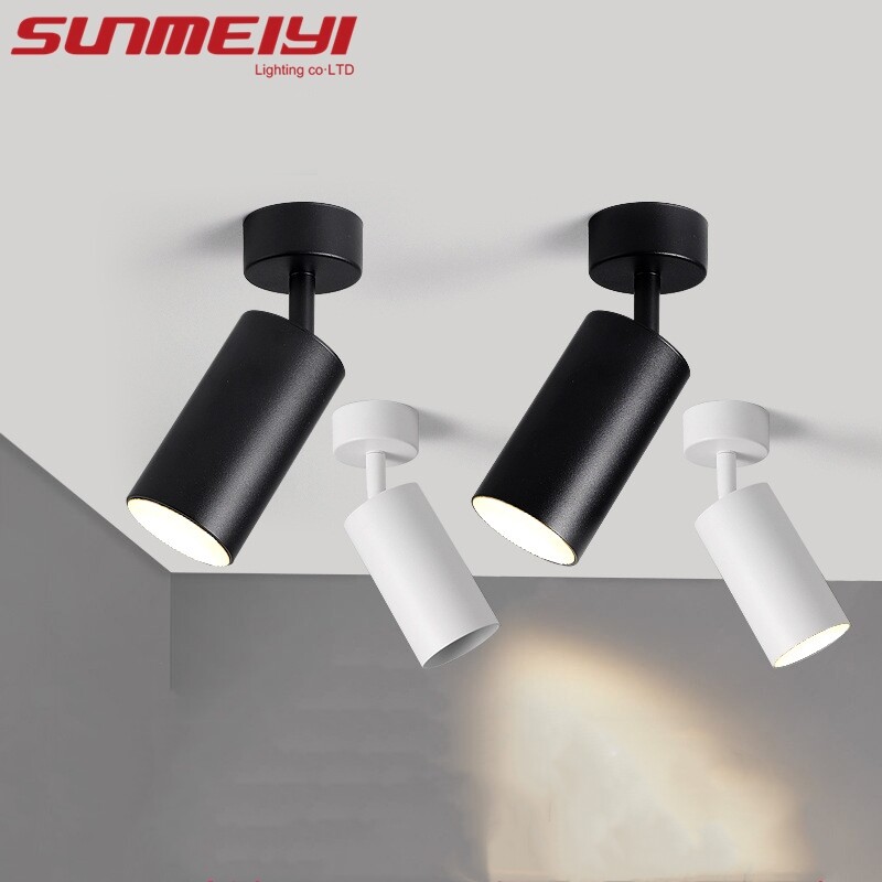 Sunmeiyi gắn bề mặt 360 ° xoay trắng đen Đèn LED Ốp Trần GU10 bóng đèn có thể thay thế đèn Trần Tường