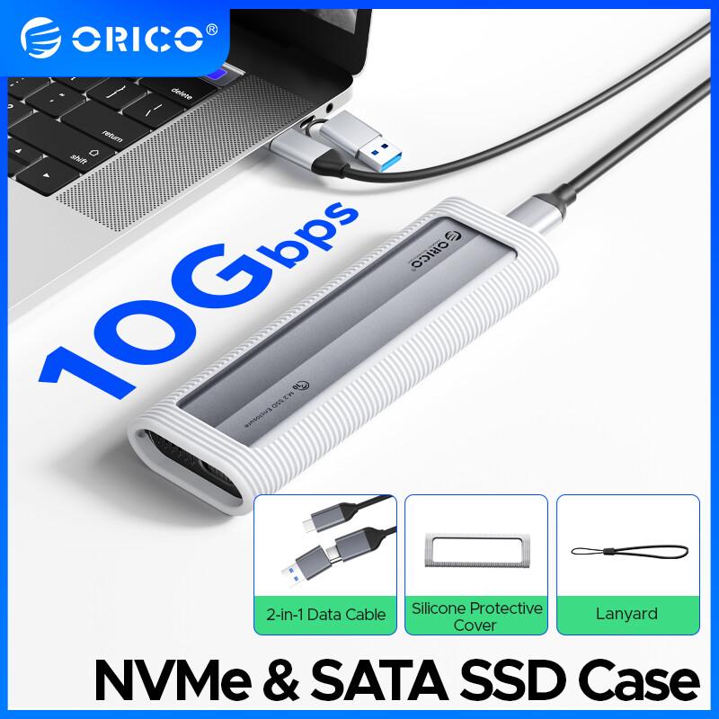  ORICO M.2 NVMe ổ SSD SATA Bộ chuyển đổi có vỏ bao công cụ miễn phí 2 trong 1 cáp loại C USB A 3.2 Gen 2 10Gbps NVMe 5Gbps NGFF SATA PCIe cho máy tính xách tay di động 