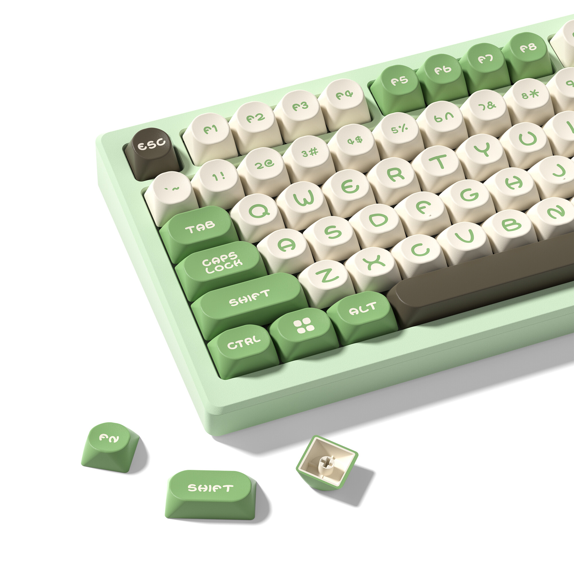 Wopier 130 Key Màu Xanh Lá Cây Thông Moa Hồ Sơ phím cơ PBT Đôi Hải Quan Bắn Key Mũ Cho 61/64/68/84/75/87/96/98/104/108 công tắc Cherry MX Bàn phím cơ chơi game