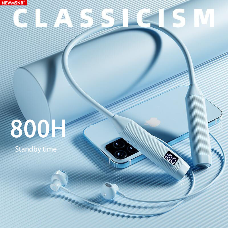 Newmsnr 6D Surround Bass Bluetooth Earphone 26 Hours Play Neckband Built In HD Mic Wireless Earphones TYPE-C Plug Headphones Noise Reduction Earbuds IPX5 Waterproof & Sweatproof Sport Headset Original High Quality Gaming Headphone ราคา 179 บาท*ส่งฟรี