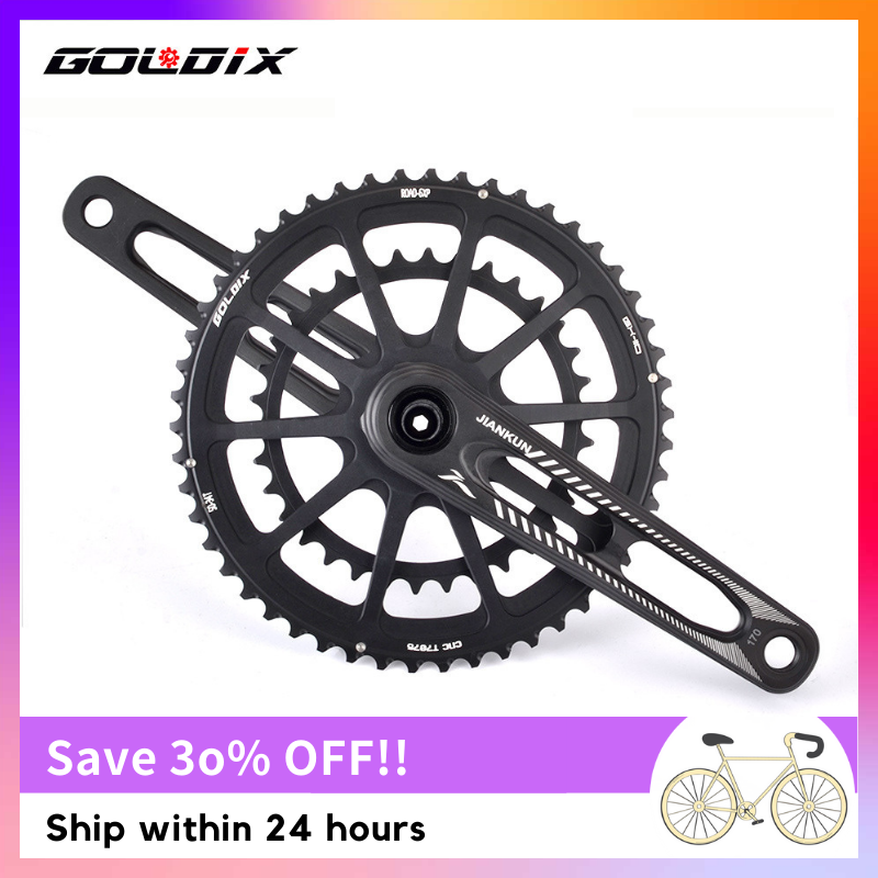 Goldix bộ giò đĩa xe đạp đường trường siêu nhẹ bộ giò đĩa xe đạp rỗng hợp kim nhôm 170mm đĩa đôi 50-34t/53-39t vòng xích
