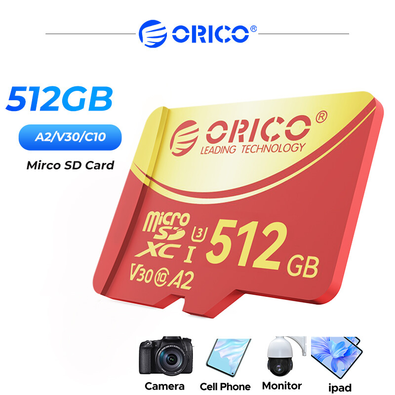 ORICO thẻ Micro SD 256GB/512GB 180 MB/giây Class 10 thẻ nhớ TF thẻ Micro