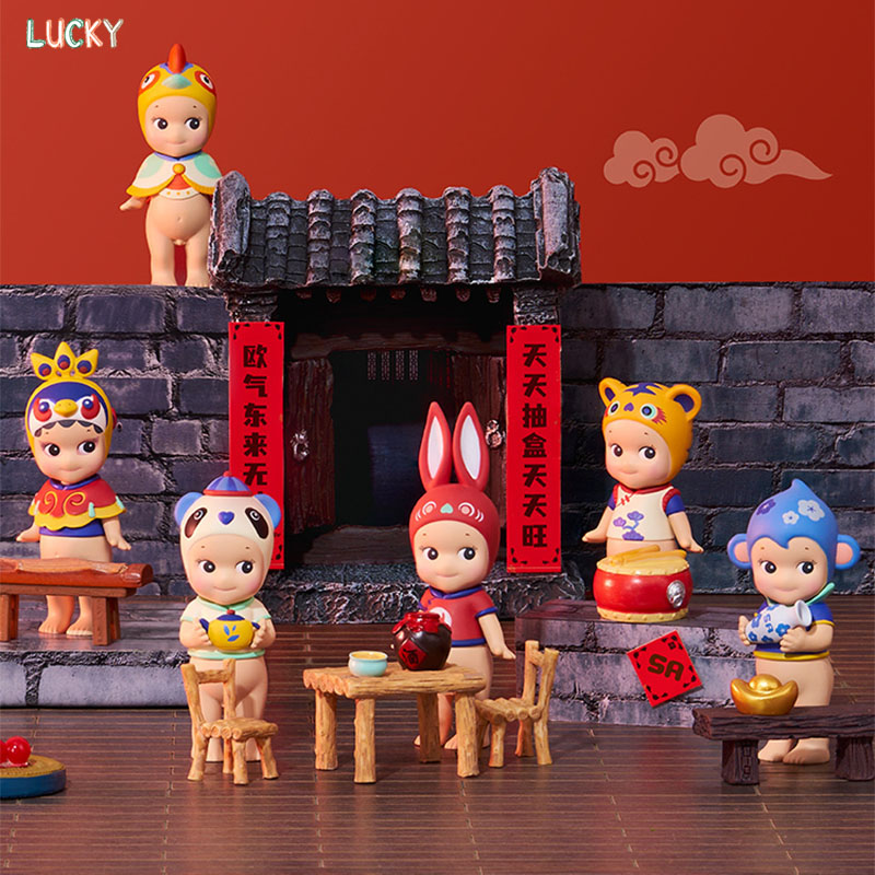 Sonny Angel chinoiserie Series Hộp đồ chơi sưu tập Nhật Bản lưới thủy triều Đỏ chơi hổ Búp bê đồ chơi mô hình