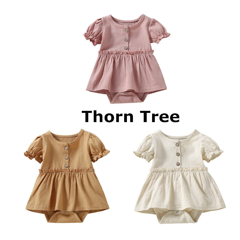 Thorn Tree Newborn Baby Girl Romper Dress Short Sleeve Ruffle Tutu