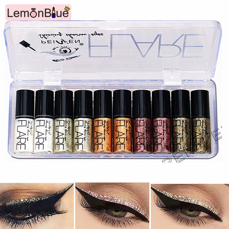 Gambar LemonBlue 5 Colors Set Fashion Glitter Diamond Eyeshadow Eyeliner Liquid Long Lasting Girl Charming Shimmer Eye Shadow Makeup Kit