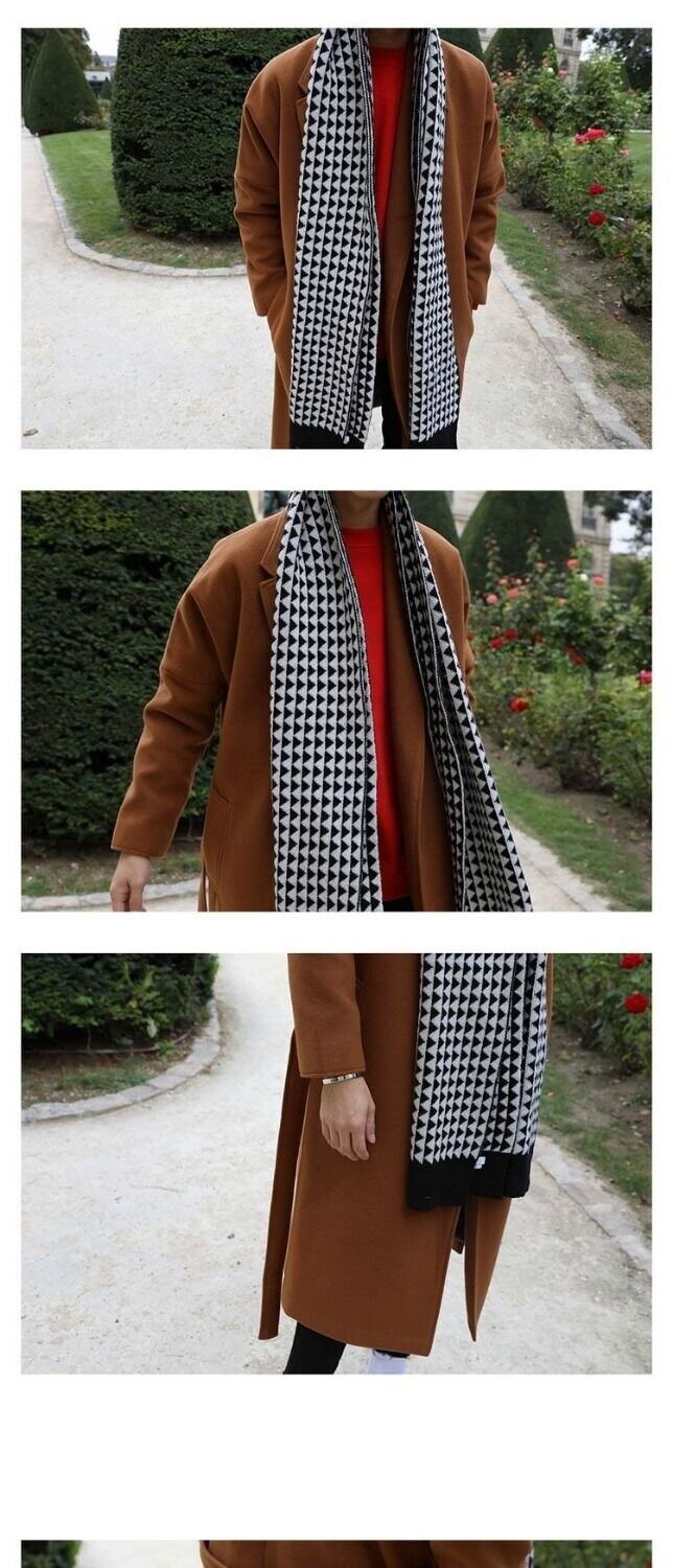 Japanese windbreaker mens long type thick warm woolen coat mens trendy men loose woolen coat woolen cloth Korean style