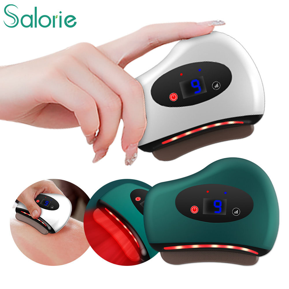 Salorie Điện Guasha thiết bị mát xa 9 12 Mức Độ Nóng Đá Sưởi Ấm miếng chà Cổ Trở Lại Massage Mặt Da Gua SHA nâng cơ mặt Công Cụ