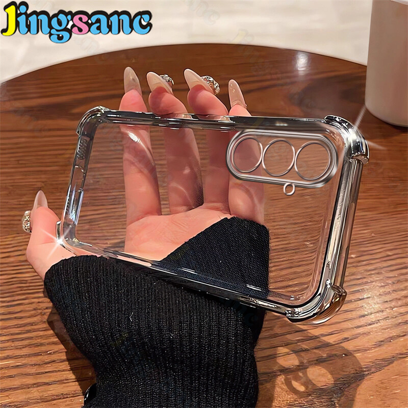 Jingsanc Ốp điện thoại trong suốt đơn giản phù hợp cho Samsung Galaxy S24 FE Ốp lưng bảo vệ bốn góc