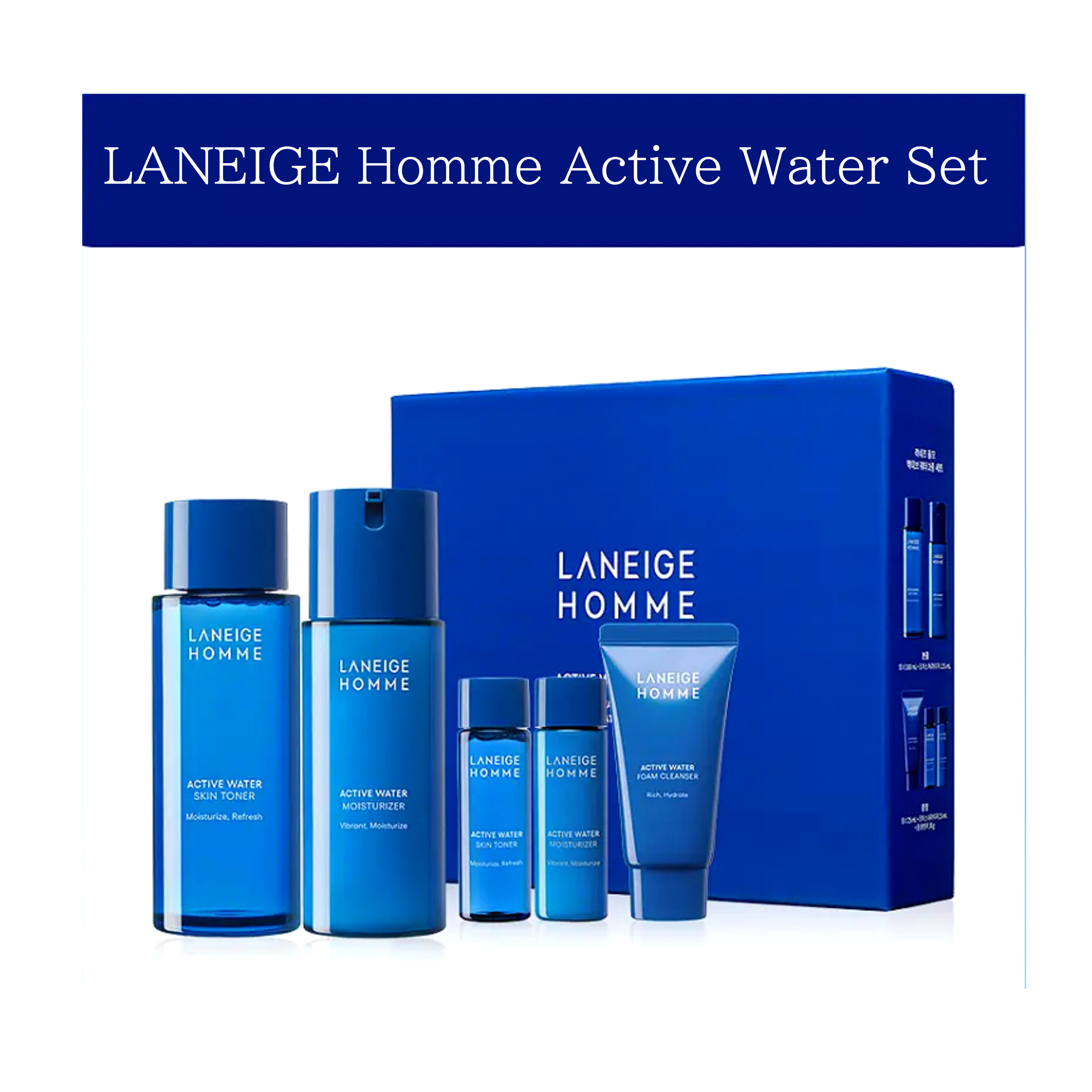 Laneige Homme nước hoạt động chăm sóc da/Da 180ml/Kem dưỡng ẩm 125ml
