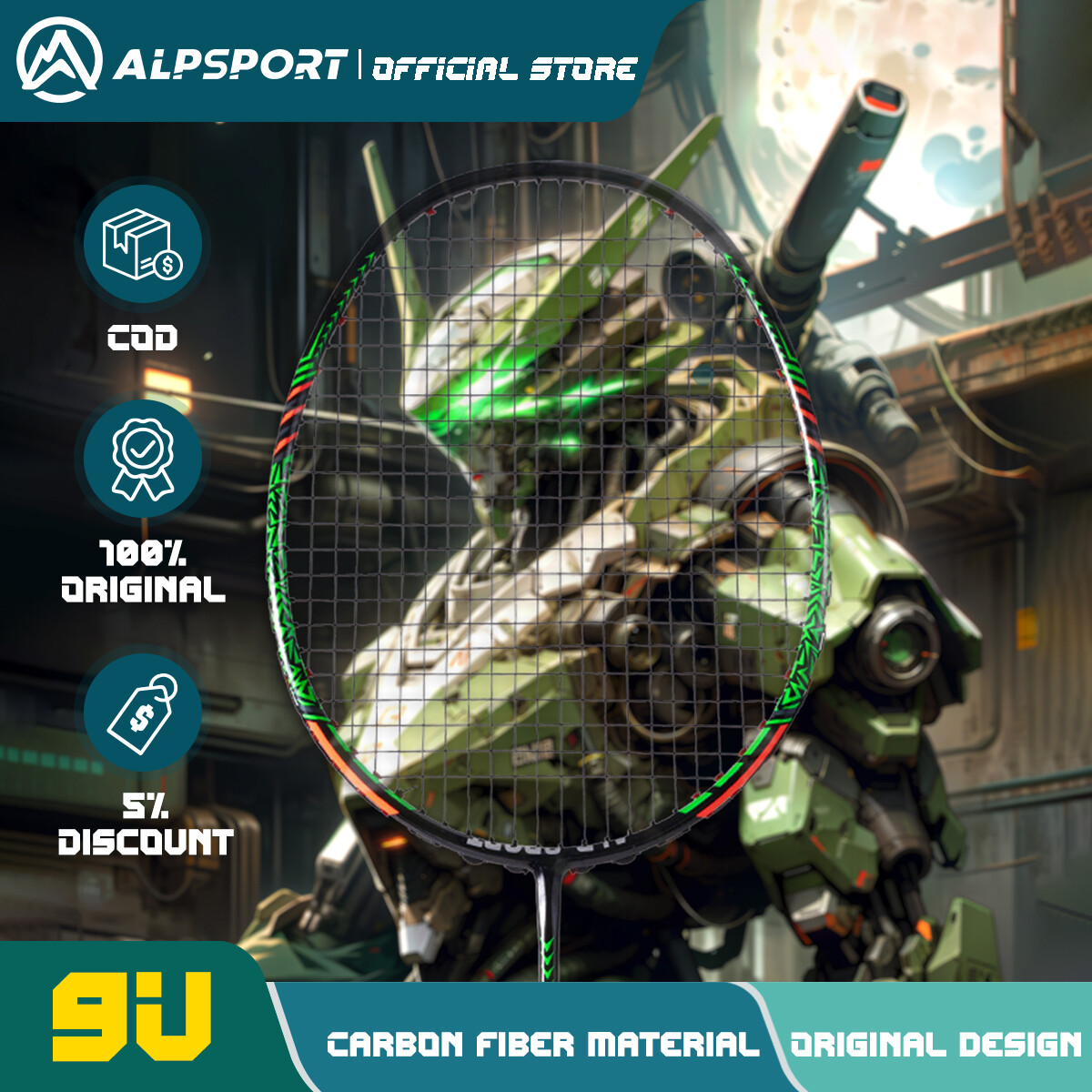 ALP SR Vợt Cầu Lông Sợi Carbon 9U 58G 35Lbs G5 Hai Màu Siêu Nhẹ Kèm Túi Dây Vợt Chuyên Nghiệp Vợt Tốc Độ Tập Luyện Thể Thao