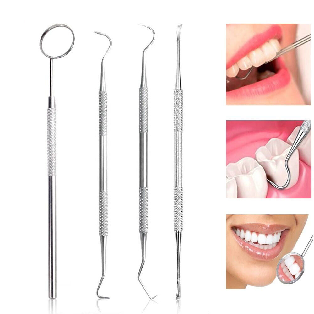 Romyse 3 cái/4 cái dụng cụ nha khoa dụng cụ cạo cao răng hình liềm dụng cụ cạo vôi răng dụng cụ nha khoa dụng cụ lấy mảng bám tính toán làm sạch răng chăm sóc răng miệng