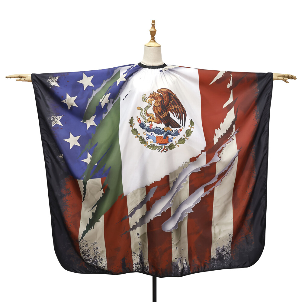 Áo choàng cắt tóc bộ dụng cụ cắt tóc cờ mỹ mexico tự hào áo choàng vải cắt tóc salon áo choàng tạo mẫu tóc 55x66 in
