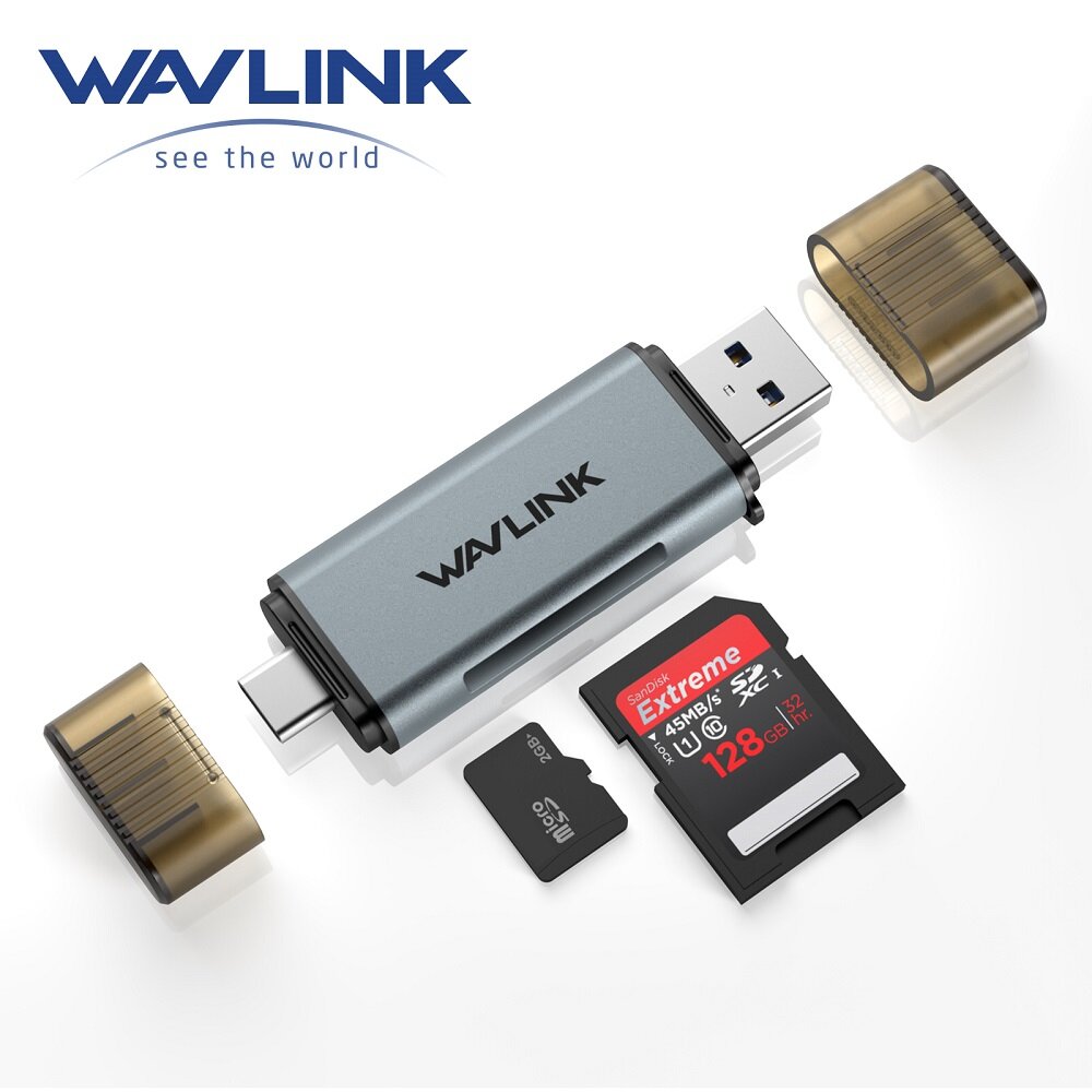 Wavlink bộ chuyển đổi đầu đọc thẻ nhớ micro sd usb c + usb3.0 2 trong 1 cho tf sd micro sd sdxc sdxc rs-mmc micro sdxc micro sdhc uhs-i, tương thích với macbook air/pro, ipad pro, điện thoại android, pc