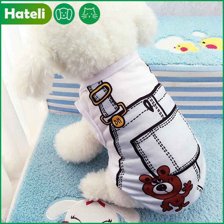 Hateli Mùa Xuân/Mùa Hè quần áo cho chó thú cưng Cho Áo Khoác chó nhỏ Áo Khoác Giả Áo lót dây quai cơ bản vải cotton in chó con Chihuahua Trang Phục Quần Áo Trang Phục