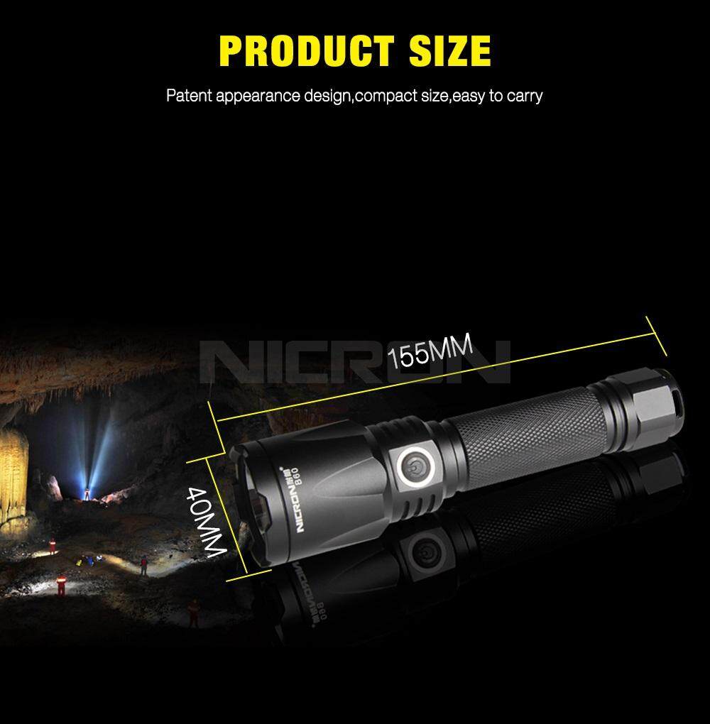 Đèn Pin NICRON B60 9W Đèn Pin LED Siêu Sáng Độ Sáng Cao Đèn Pin USB Di Động Chống Nước IPX8 1000LM B60