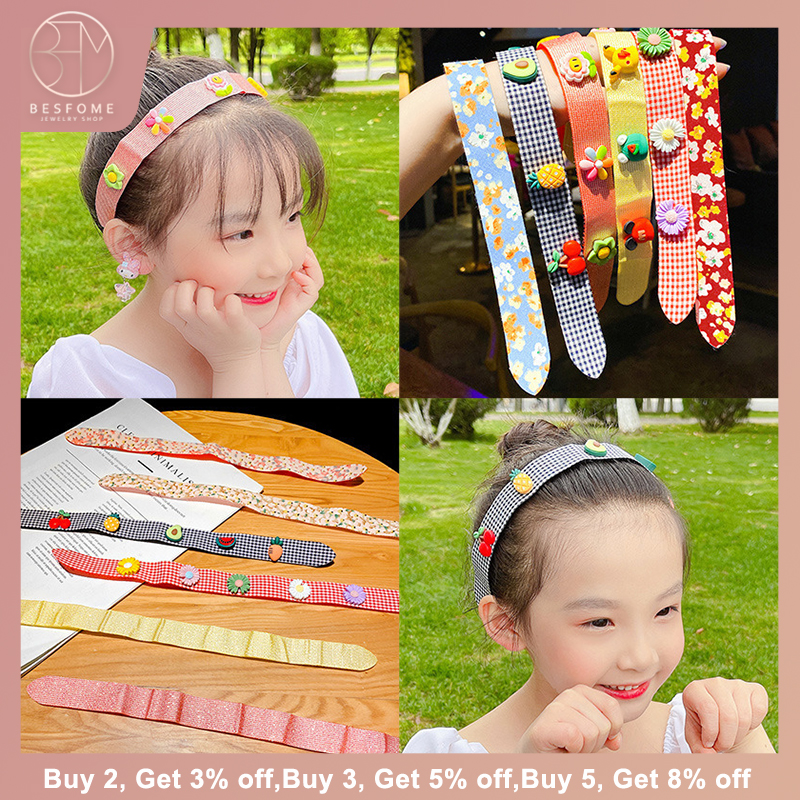 Băng đô besfome dễ thương cho bé gái bangs dán, băng đô hoạt hình tóc gãy, băng đô trẻ em in hình động vật trái cây mũ