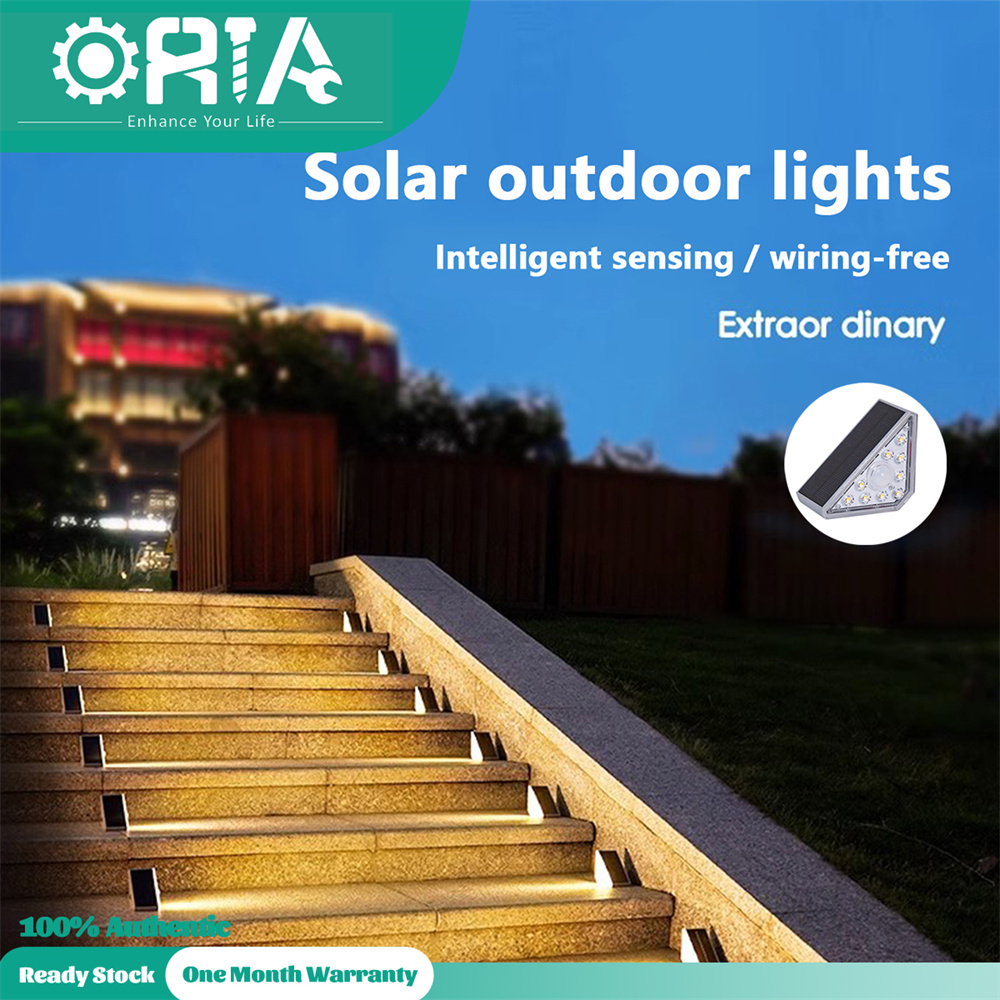 ORIA Solar Stair Light LED Solar Step Lights Waterproof Motion Sensor Light Foot Lamp for Outdoor Stairs Yard Patio Garden Walkways Front Door Pathway Driveway (1 Piece)