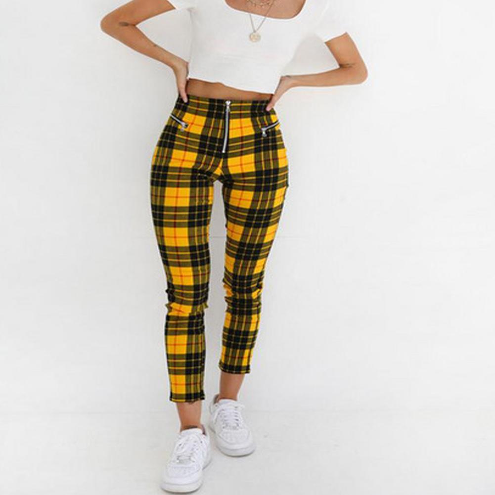 beautifullady Women Tartan Plaid High 