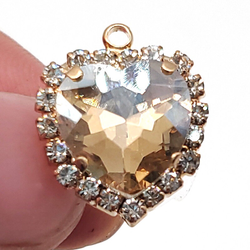 Fashion 1PCS Silver Metal Heart-shaped Color Rhinestone DIY Shoe Charms Decorate Button Shiny Accessories For Women Girls Party Beautiful Gifts - 6