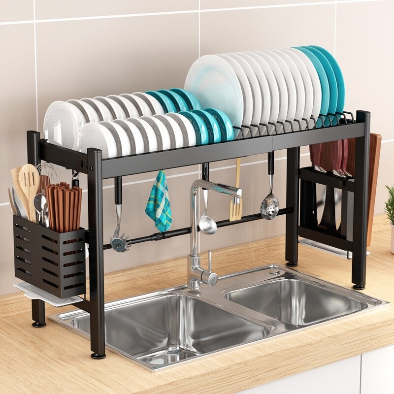 Gambar Frame of stainless steel kitchen sink shelf rack drop household chopsticks dishes to receive pool supplies books