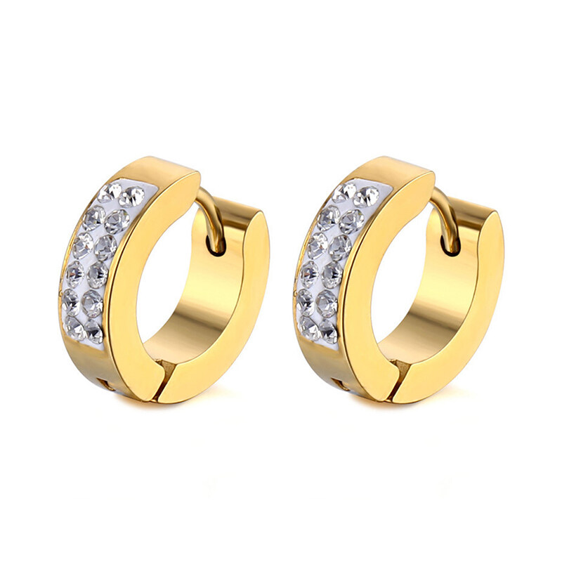 Bravego 1 đôi nam thời trang thép titan Khuyên tai tròn nữ trang sức khuyên tai xỏ đầu to kim cương