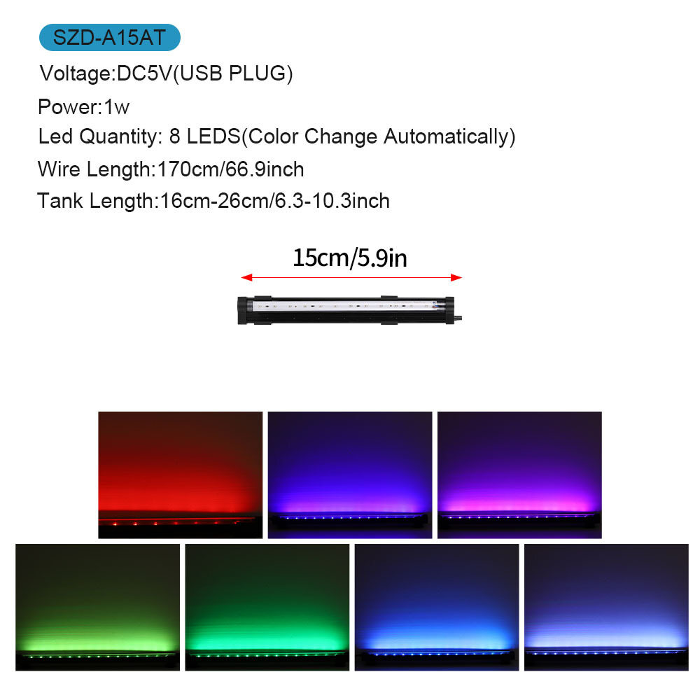 Emango Đèn Led Bong Bóng 116Cm Đèn Bể Cá Gradient Đầy Màu Sắc Phụ Kiện Hồ Cá Led Đèn Pin Dùng Dưới N