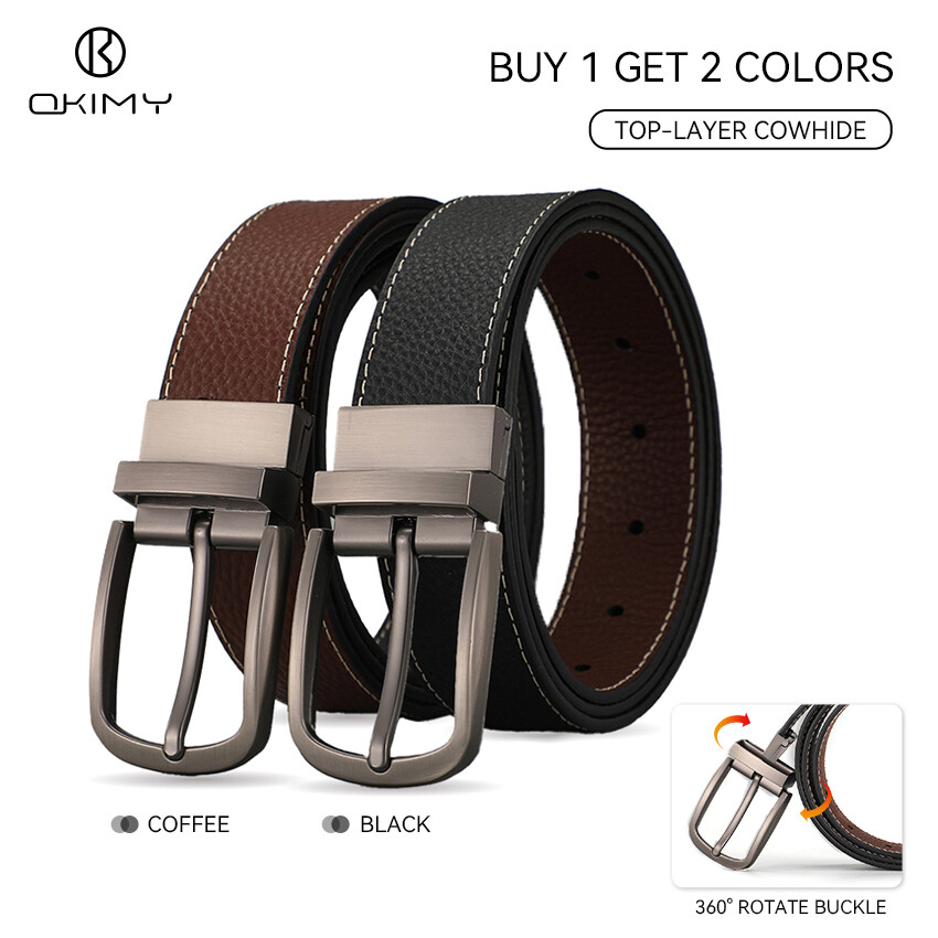 OKIMY Fashion Men’s Belt Business Leisure Belt 120CM Pin Buckle Belt Soft Top-layer Cowhide Waistband Youth Jeans Pant Belt Stylish Simple Nice Waistband Durable Belt ราคา 249 บาท*ส่งฟรี