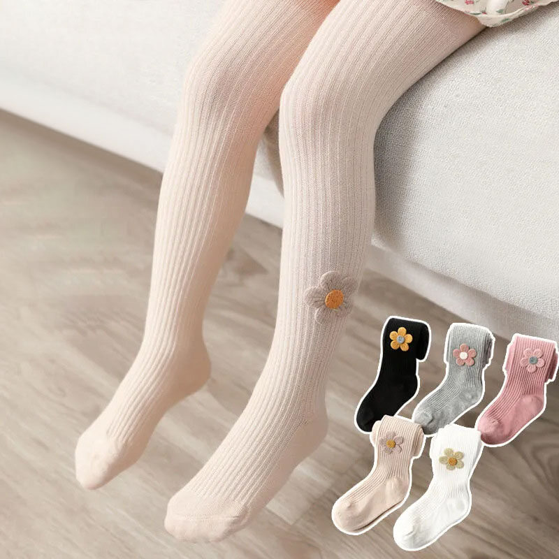 Quần legging thêu hoa 3d dễ thương cho bé gái 2-4 tuổi quần tất cotton cho trẻ em quần áo ngoài mùa thu cho trẻ em quần tất dài cho bé gái quần tất ấm áp
