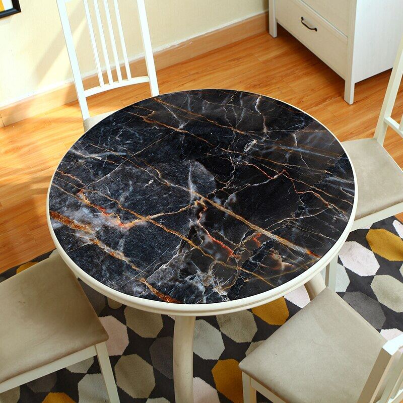 Gambar European Table Cloth Imitation Marble 1.5Mm Thickness Round Table Mat Pvc Waterproof Oil Proof Odorless Tablecloth Custom Made