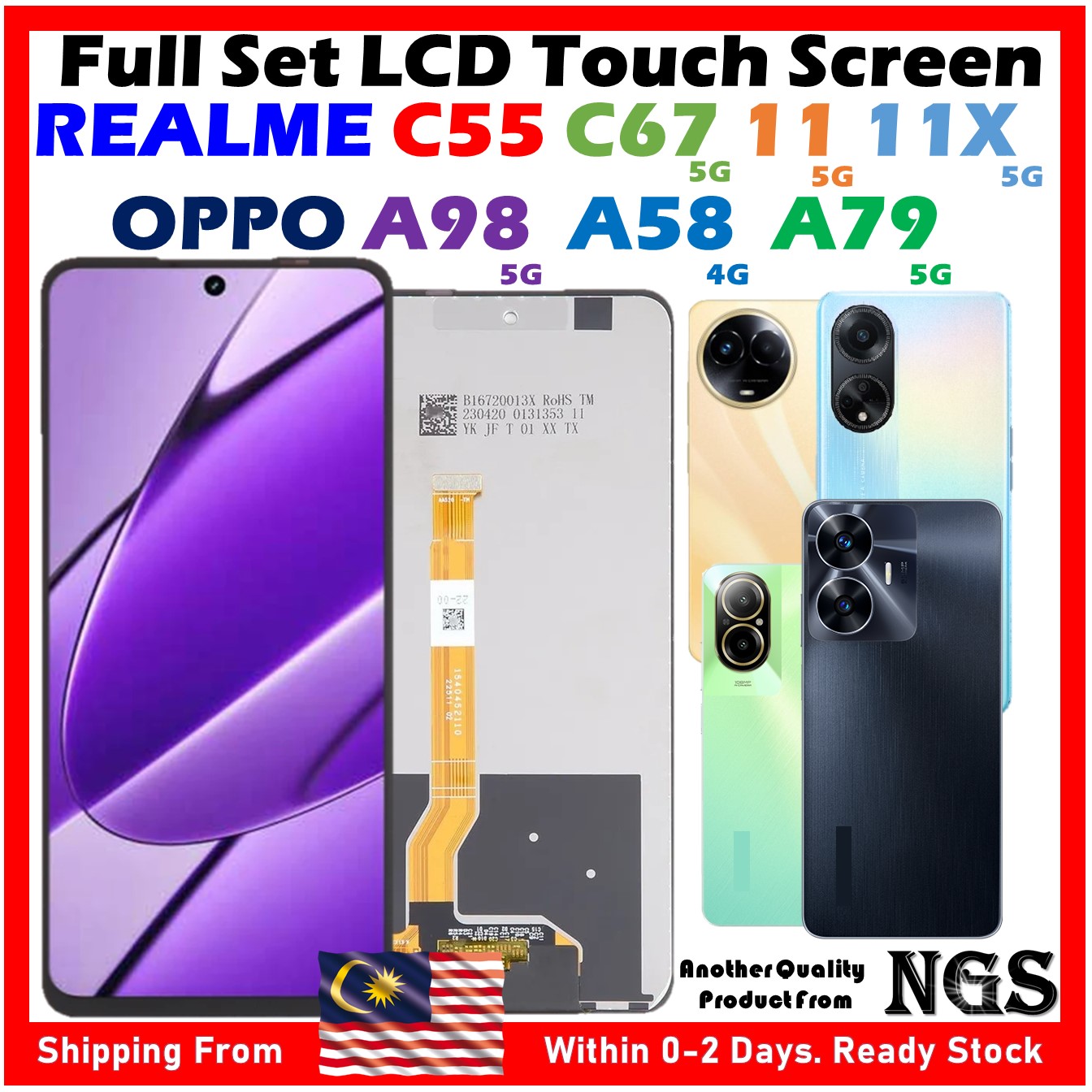 Écran LCD De Remplacement Pour OPPO Et Realme - Compatible A79, A98 5G, C55, Etc.