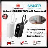 Anker 511 30 Wát sạc 3-in-1 Powerbank và cổng USB Kép Bộ Sạc gắn tường 5000mAh batttery nhanh chóng sạc phích cắm có thể gập lại cung cấp cho iPhone, iPad, Android, Samsung thiên hà và nhiều hơn nữa