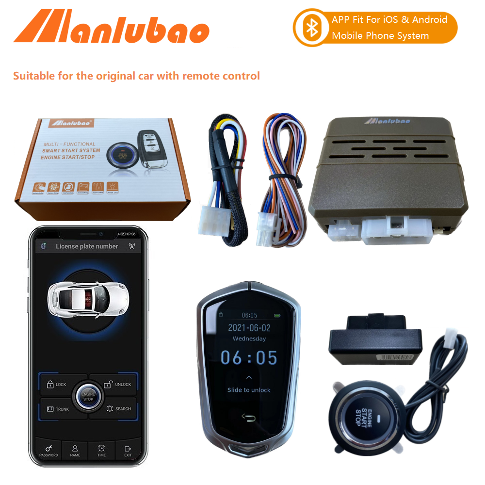 Manlubao g2-c chất lỏng cho xe LCD Key ứng dụng điều khiển thụ động chìa khóa thông minh nhấn nút khởi động động cơ khởi động từ xa dừng hệ thống phụ tùng ô tô phụ kiện xe hơi phù hợp cho xe ban đầu với điều khiển từ xa