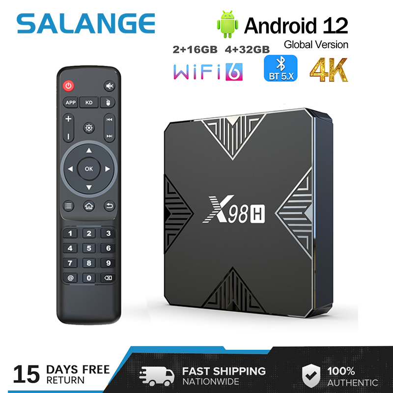 Salange x98h TV BOX ANDROID 12.0 Allwinner h618 2GB/4GB RAM 16GB 32GB Rom bt5.0 AV1 3D wifi6 2.4G & 5G Wifi HDR media player Set Bộ chuyển đổi tín hiệu