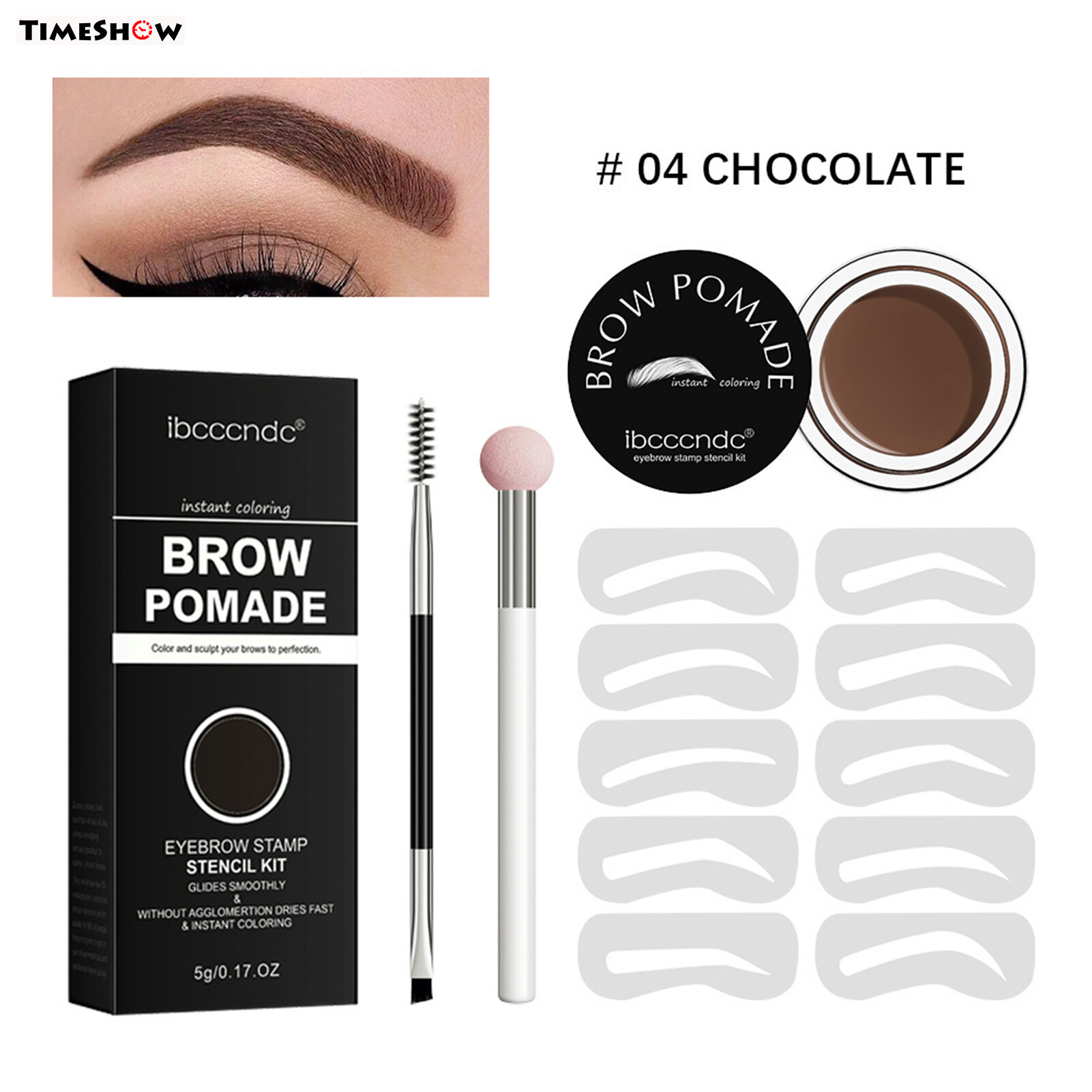 Gambar TimeShow ibcccndc Seal Eyebrow mei gao Set Black Dark Brown Lazy Printed mei gao Cross Border Trade E Commerce Export