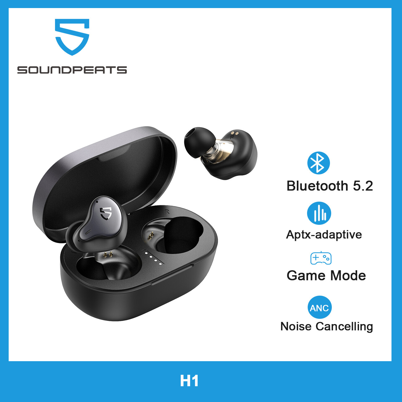 SOUNDPEATS Tai Nghe Nhét Tai Bluetooth 5.2 Trình Điều Khiển Kép Lai H1 Tai Nghe QCC3040 Mới Nhất Sạc Không Dây Tai Nghe Chơi 40 Giờ