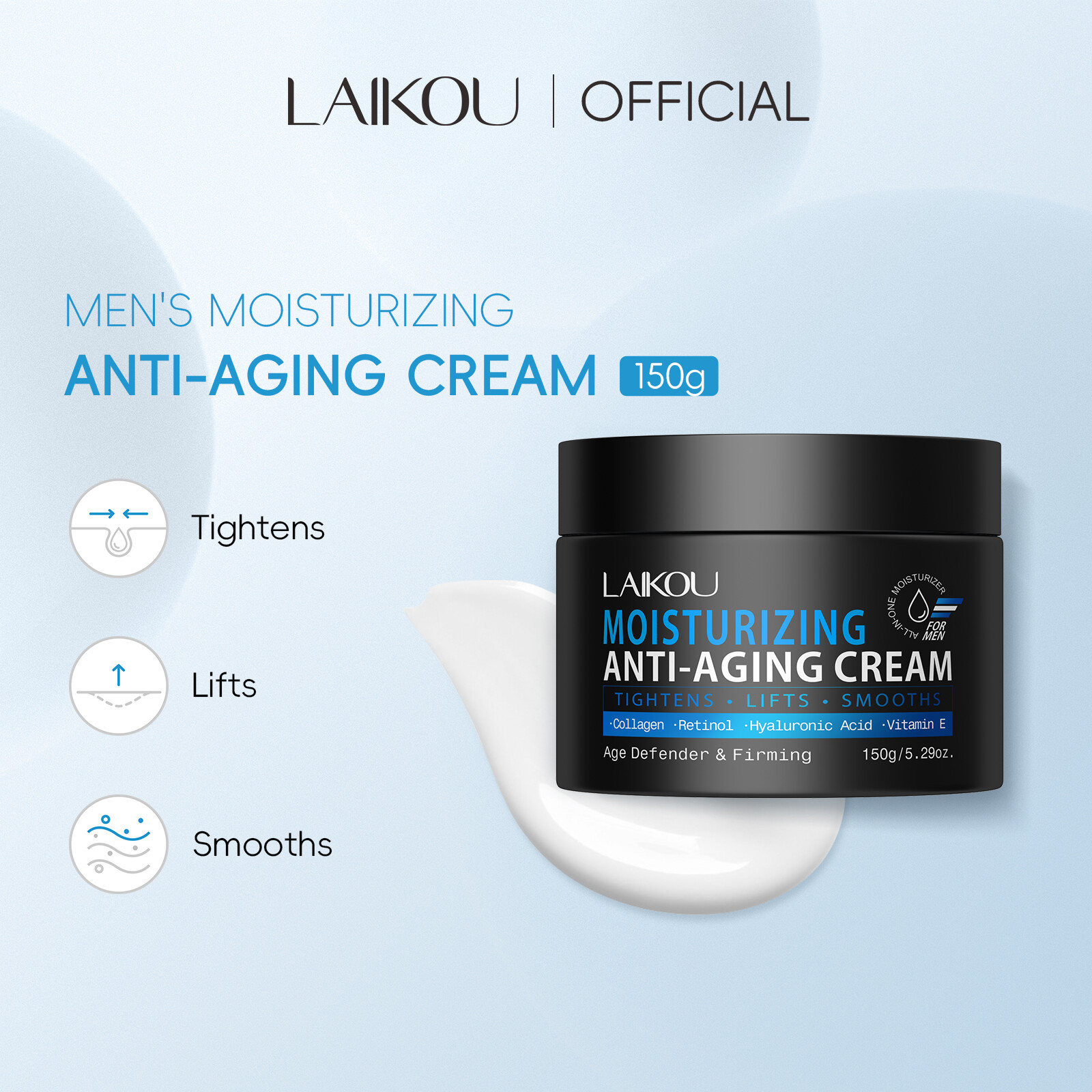 Laikou Kem dưỡng ẩm chống Kem chống lão hóa Retinol cho nam & dưỡng ẩm làm săn chắc tất cả trong một 150g