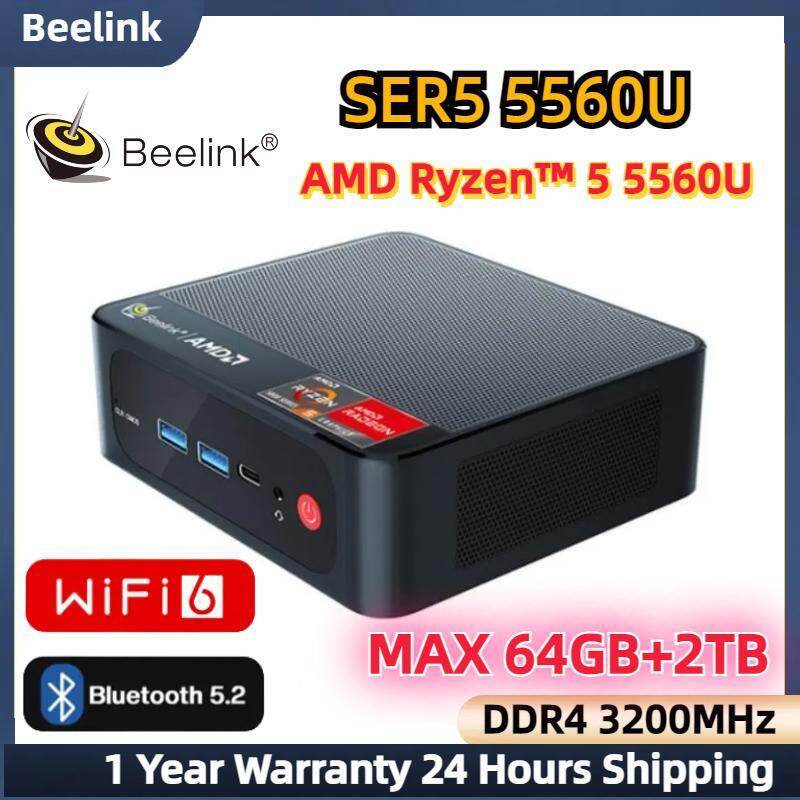 Beelink SER5 Pro คอมพิวเตอร์ขนาดเล็ก Win11 Pro AMD Ryzen 5 5560U DDR4 16GB 500GB NVME WIFI 6 SSD BT5.2 4K 60Hz 1000M คอมพิวเตอร์ตั้งโต๊ะสำนักงาน ราคา 17,560 บาท*ส่งฟรี
