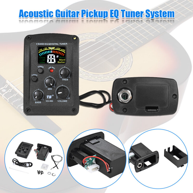 4-Band Acoustic Guitar EQ Equalizer Preamp Piezo Pickup System with LCD Dispaly Digital Tuner Malaysia