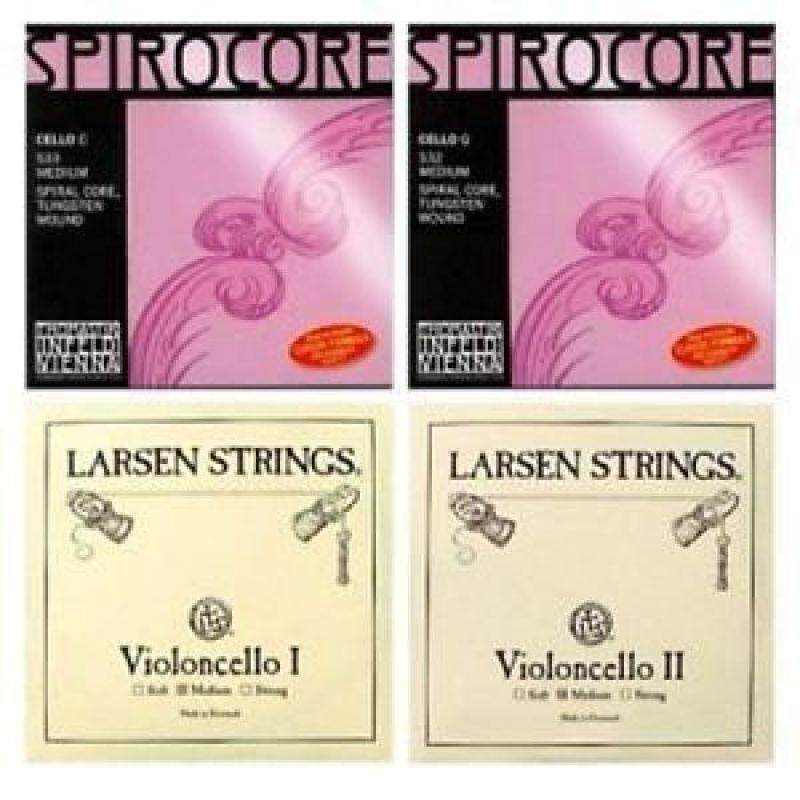 Cello Strings 4/4 Set Larsen Medium A+D, Spirocore Tungsten G+C Malaysia