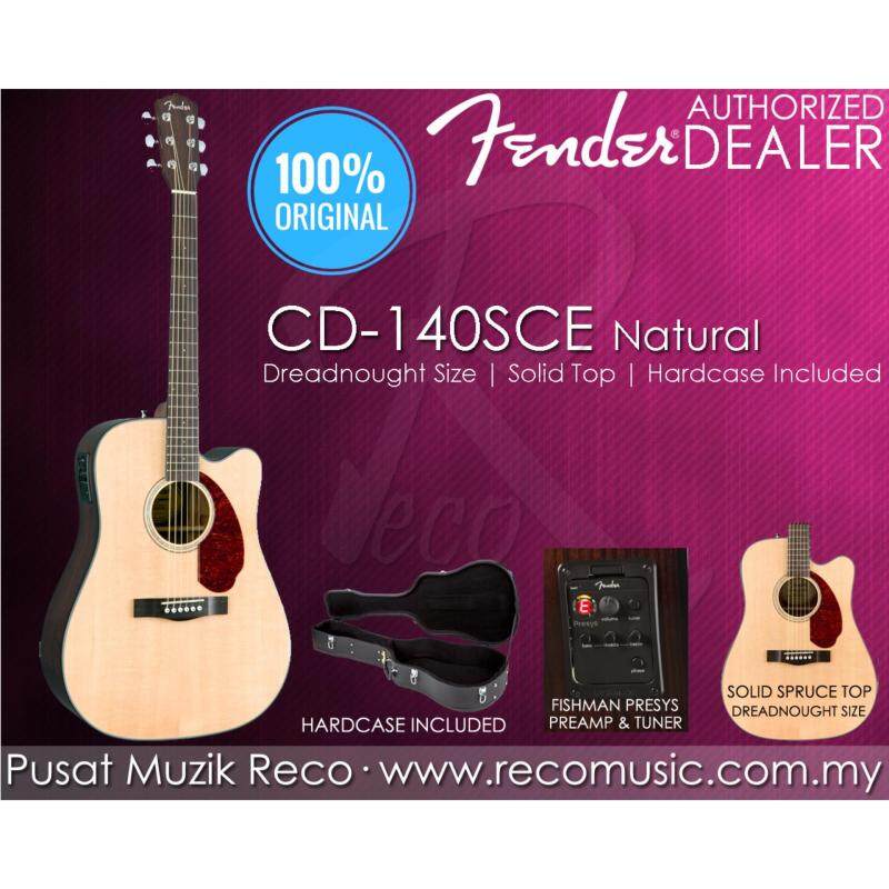 Fender CD-140SCE Solid Top Semi Acoustic Guitar with HARD CASE Natural Malaysia