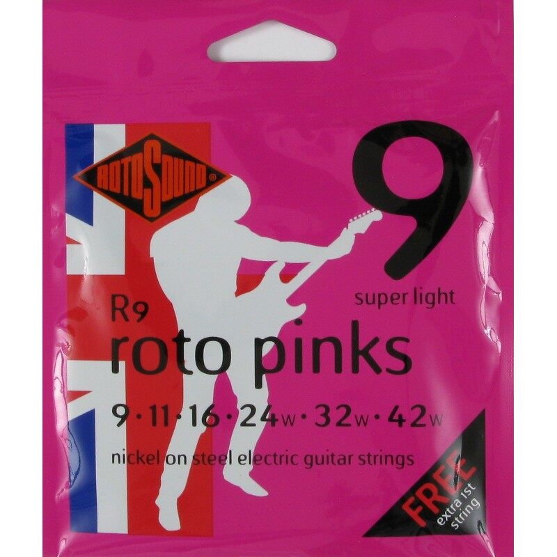 Rotosound R9 Roto Pink Nickel Electric Guitar Strings 09-42 Super
Light Malaysia