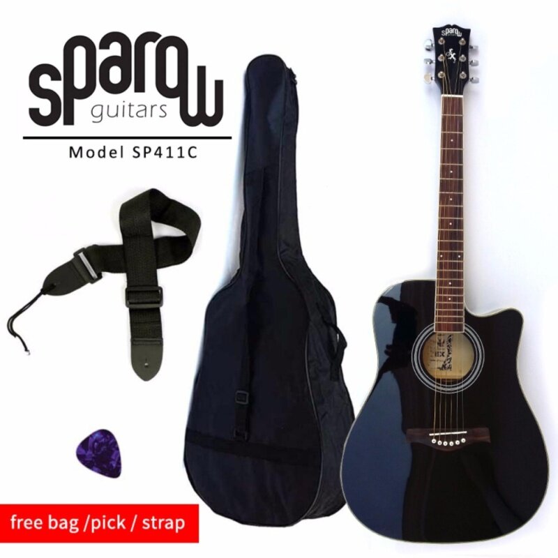 Sparow Acoustic 411c Black Guitar (FOC Non-Padded Bag & 1xPick) Malaysia