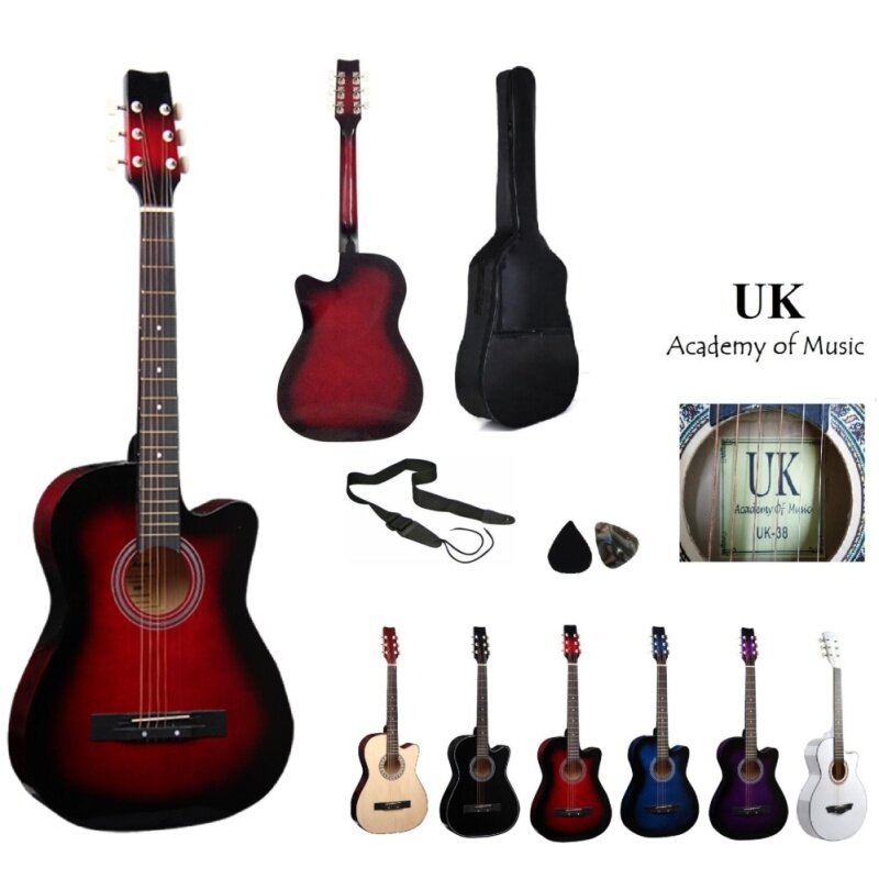 UK Acoustic Guitar 38 Inch (Red)+Bag+2 Picks+Strap Malaysia