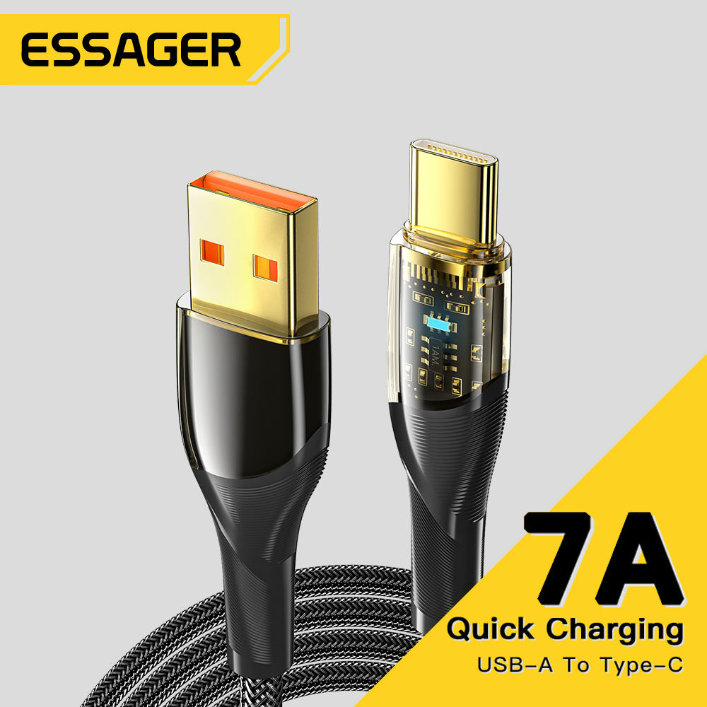 Essager 7a loại usb c cáp pd 100w dây sạc nhanh usb-c sạc dữ liệu dây cho huawei p50 p40 honor oneplus poco f3